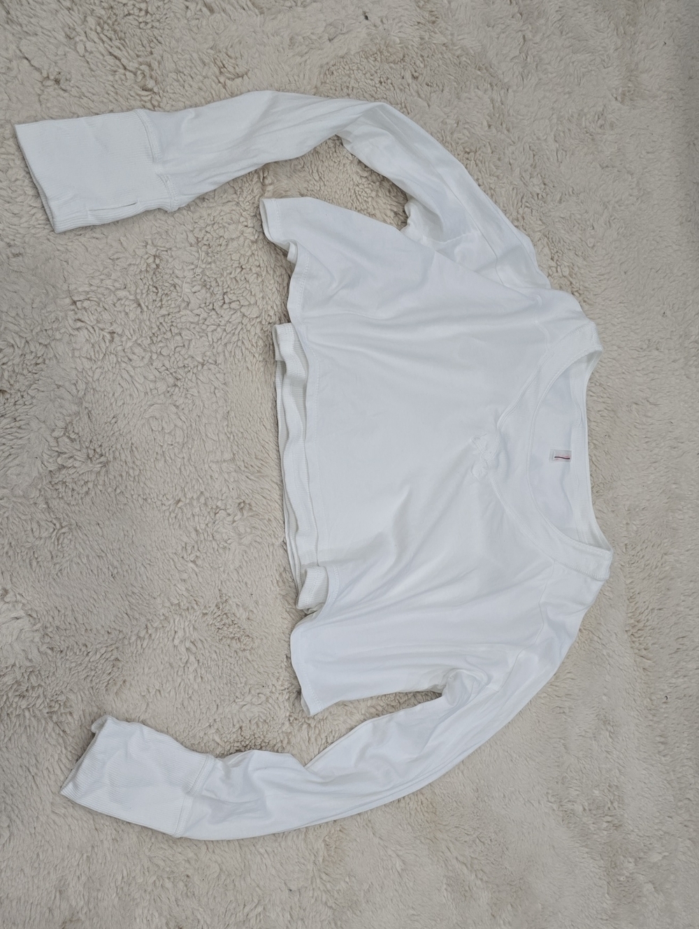 Free People White Long-Sleeve Cropped Crew Top
